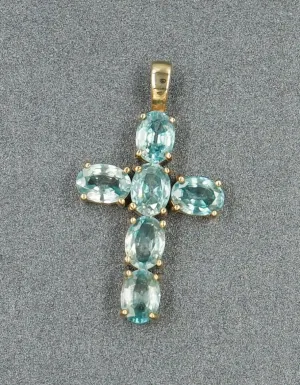 Topaz 9ct Yellow Gold Cross Pendant