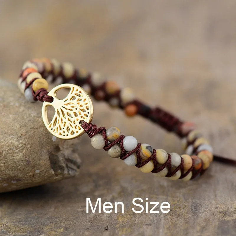 Tree Charm Bracelets African Japser String Braided Bracelets Yoga Friendship Lover Bracelet