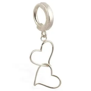 TummyToys® White Gold Hand Made Double Heart Belly Ring