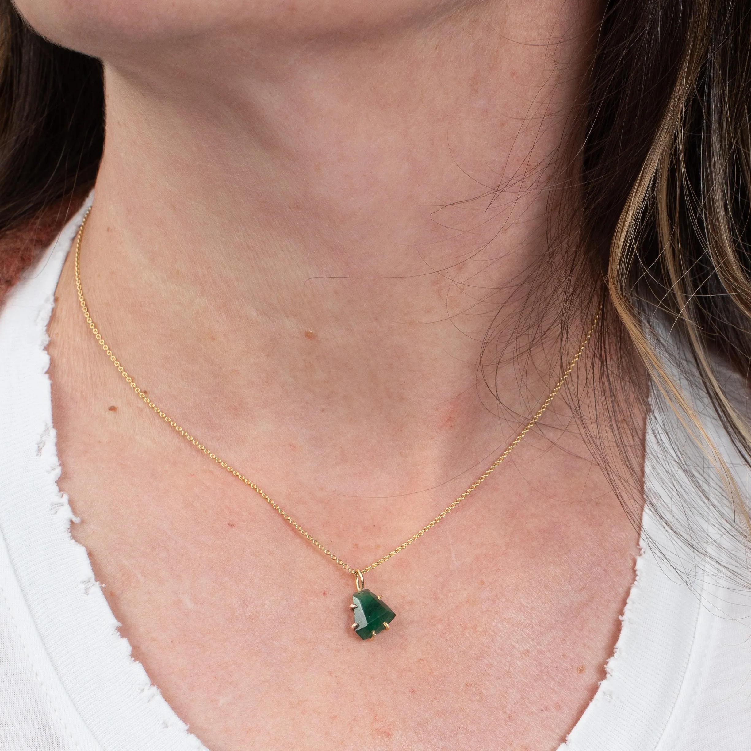 Variance Brazilian Emerald & 14K Gold Necklace