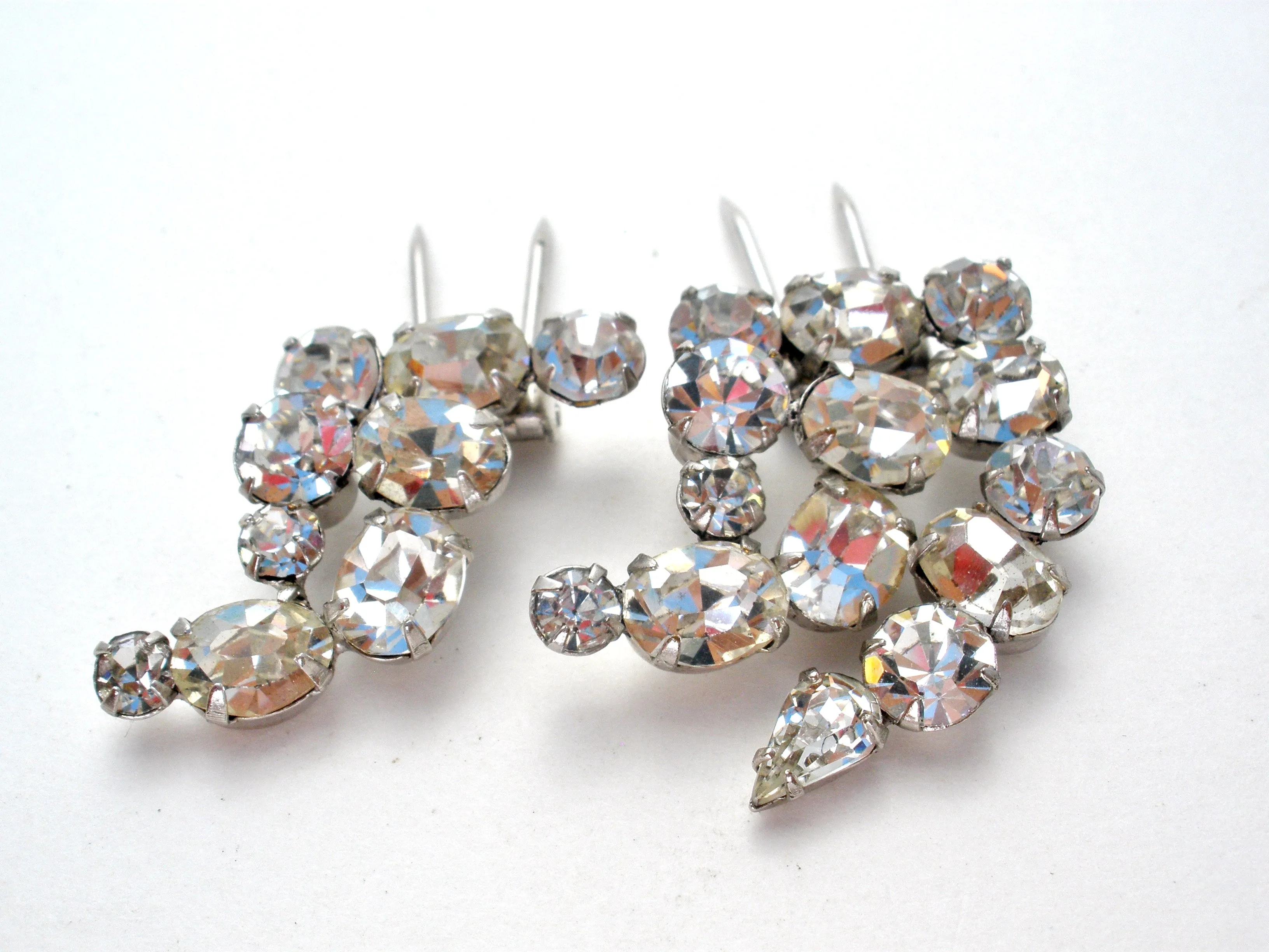 Vintage Clear Rhinestone Duette Clip Brooch