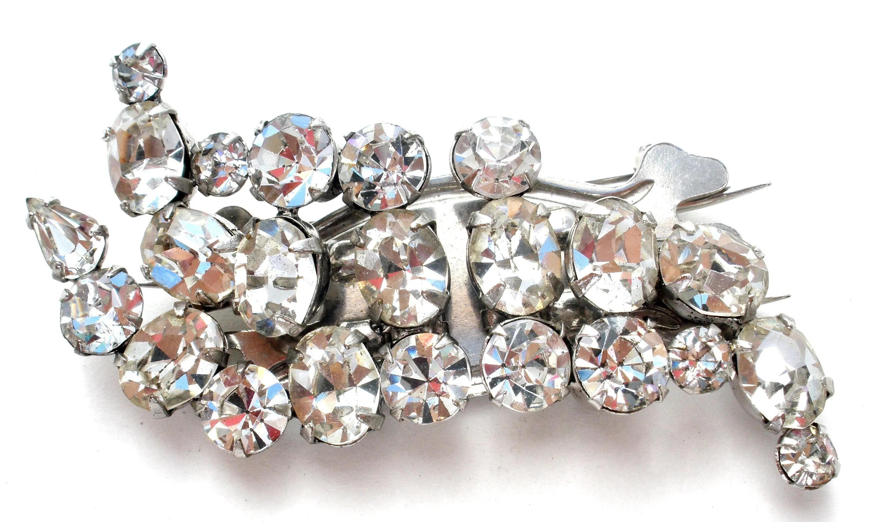 Vintage Clear Rhinestone Duette Clip Brooch