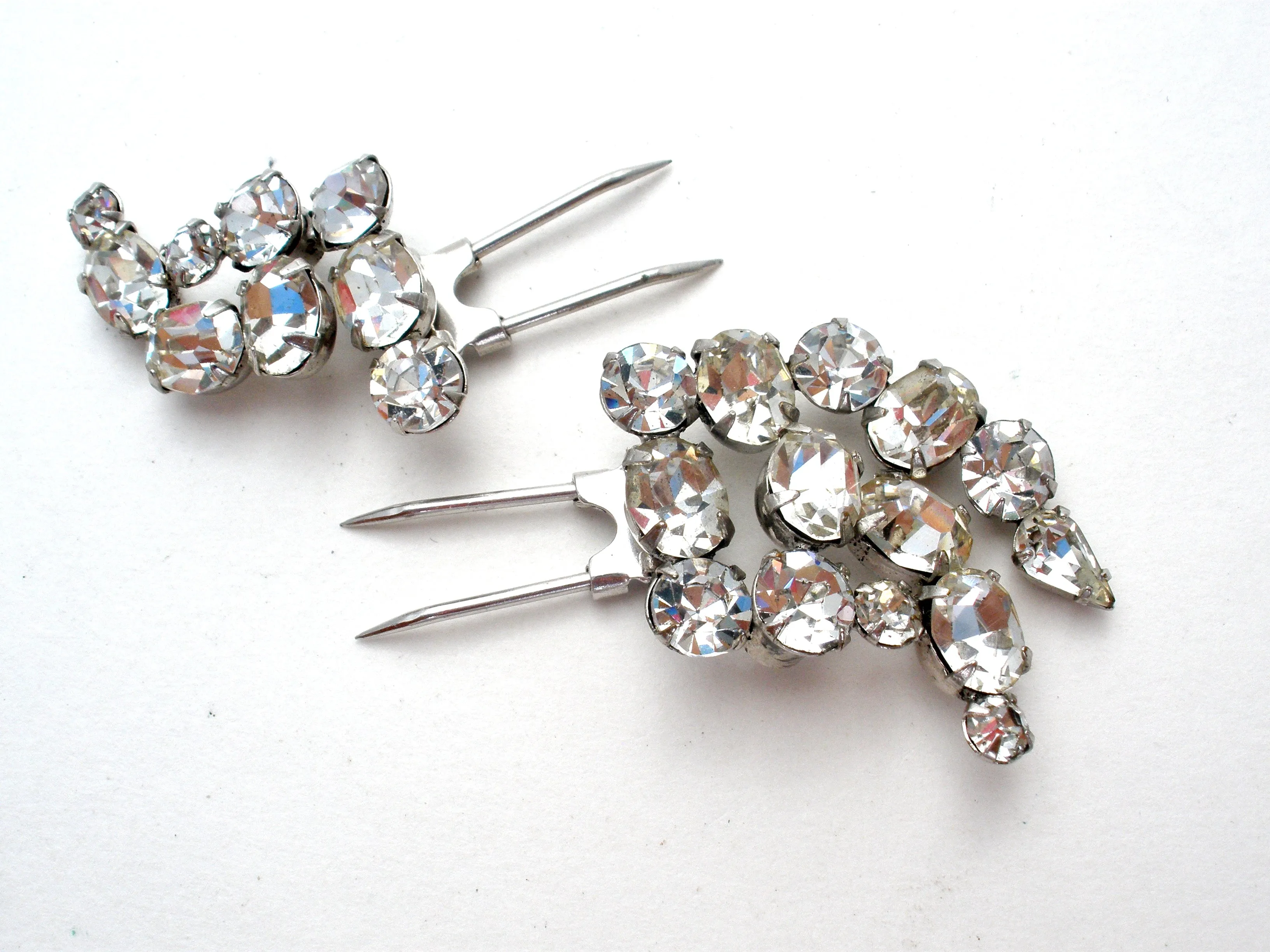 Vintage Clear Rhinestone Duette Clip Brooch