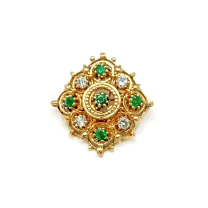 Vintage Emerald and Diamond Brooch