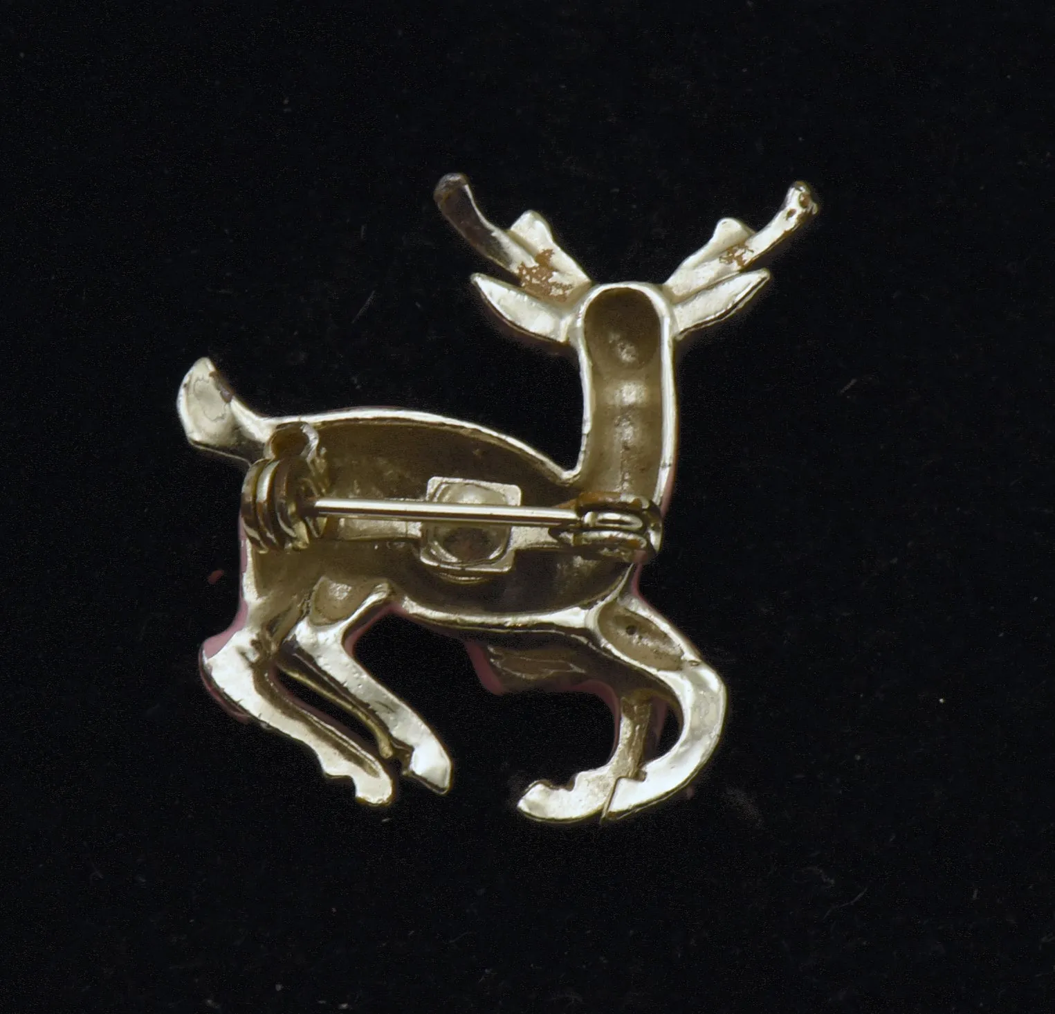 Vintage Gold Tone Reindeer Brooch