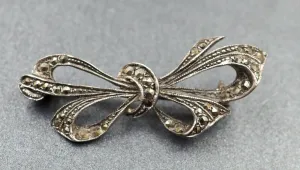 Vintage Marcasite Bow Brooch