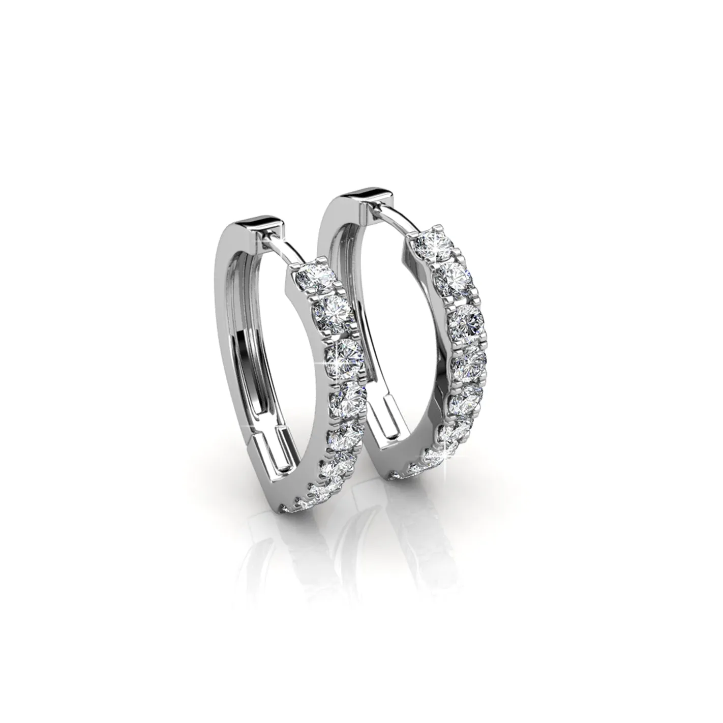 Waverly 18k White Gold Plated Hoop Earrings with Swarovski Crystals