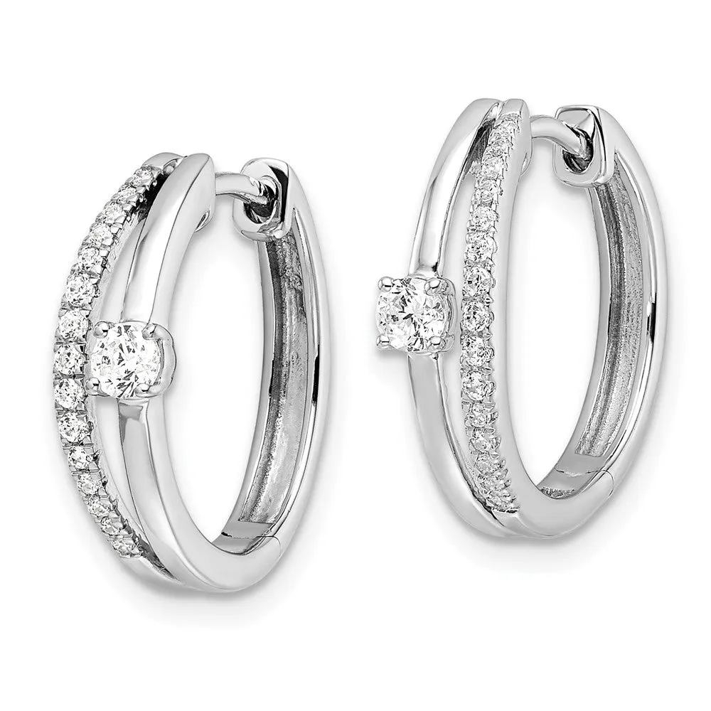 White Gold Lab Grown VS/SI FGH Diamonds Hinged Hoop Earrings - Model EM9656-038-WLG