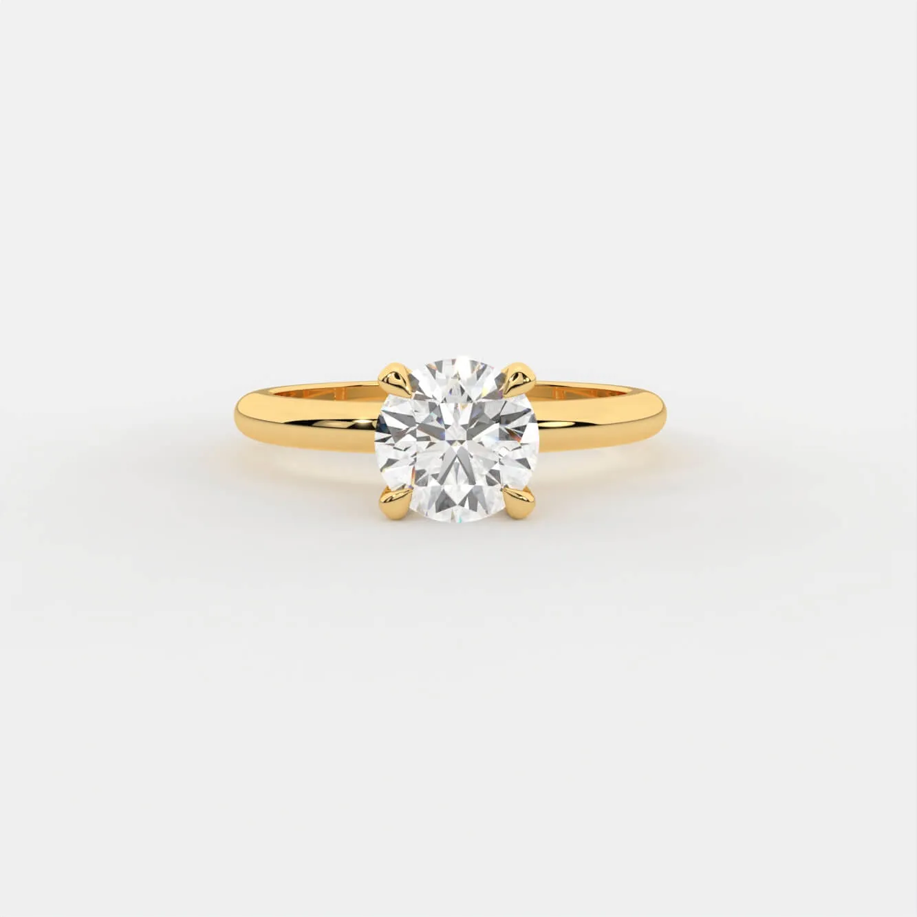 Ziora 1ct Round Solitaire Silver Ring | 22KT Gold Vermeil